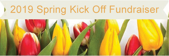 2019 Spring Fundraiser banner with tulips